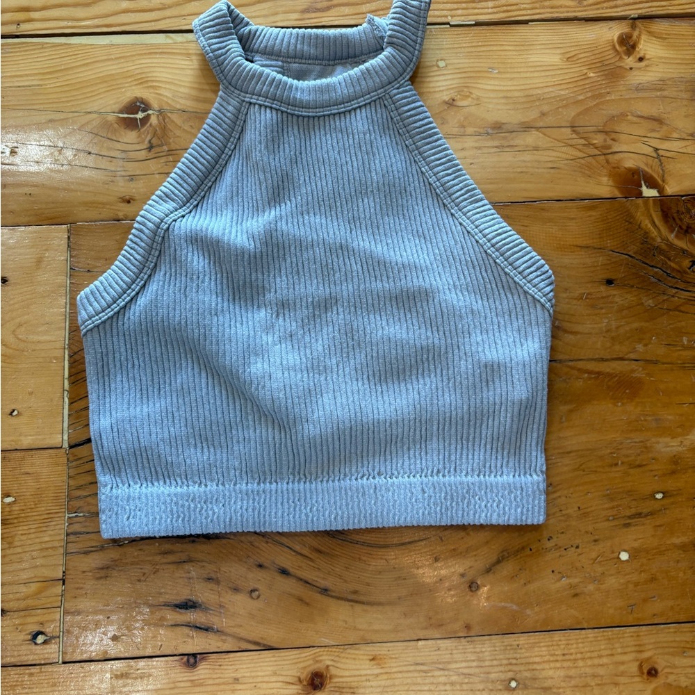 Aerie Ribbed Knit Top in Gray